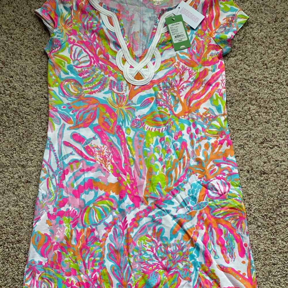 Lilly Pulitzer Brewster Dress in Resort White Scuba to Cuba